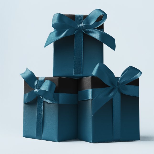 Papel De Presente Mambre de chá azul-Elegante e azul-oceano (Black and Ocean Blue Teal Ombre Wrapping Paper)