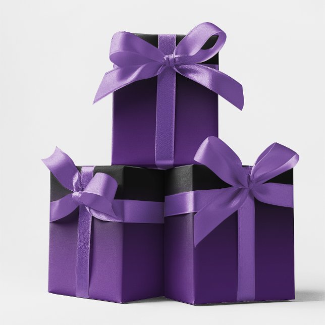 Papel De Presente Mambre Roxo Preto e Real (Black and Royal Purple Ombre Wrapping Paper)