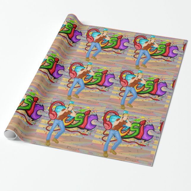 Papel De Presente Man Dancing 2 With Music Grafite Wall Background (Desenrolado)