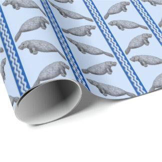 Papel De Presente Manatee Stripe Wrapping Paper