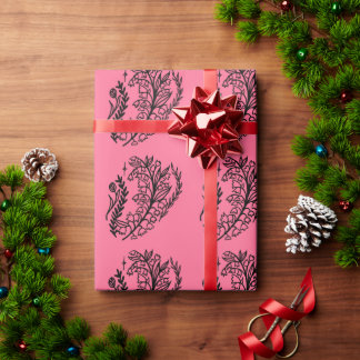 Papel De Presente Mancha de pintura boho abstrata com flores silvest