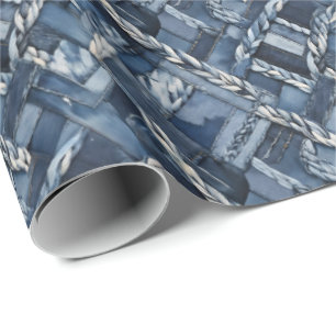 Papel De Presente Mancha Escura De Denim E Braids