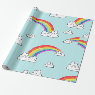 Papel De Presente Manchas de arco-íris e nuvens sem costura