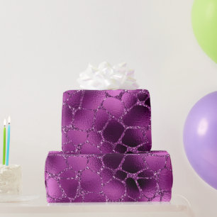 Papel De Presente Manchas de Girafa Glam Glitter Ombre Roxo