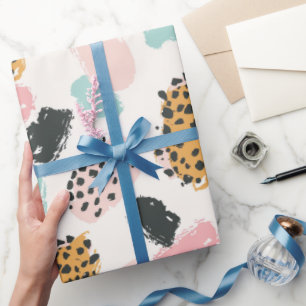 Papel De Presente Manchas de Leopardo em Pastel Doce