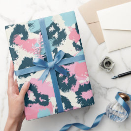 Papel De Presente Manchas de leopardo pastéis rosa azul