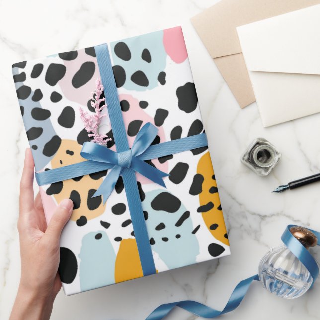 Papel De Presente Manchas de leopardo pastel abstratas (Presentear)