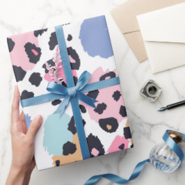 Papel De Presente Manchas de Leopardo Pastel Adoráveis