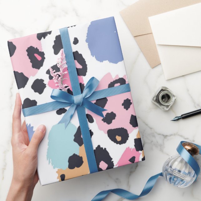 Papel De Presente Manchas de Leopardo Pastel Adoráveis (Presentear)