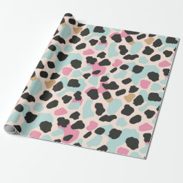 Papel De Presente Manchas de leopardo pastel azul rosado