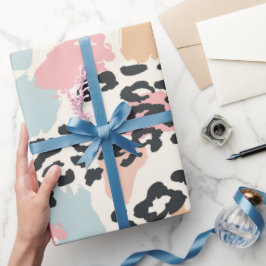 Papel De Presente Manchas de leopardo pastel Chic