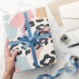 Papel De Presente Manchas de leopardo pastel Chic
