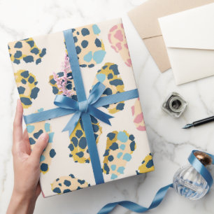 Papel De Presente Manchas de Leopardo Pastel Dourado Tropical