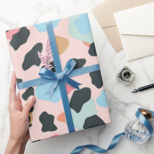 Papel De Presente Manchas de Leopardo Pastel Fofas