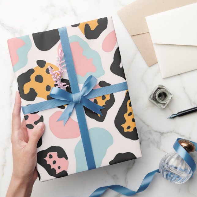 Papel De Presente Manchas de leopardo pastel funky (Presentear)