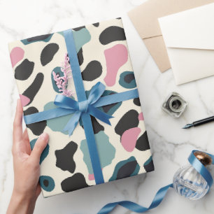 Papel De Presente Manchas de leopardo pastel preto rosa