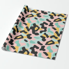 Papel De Presente Manchas de leopardo pastel rosa Doodle