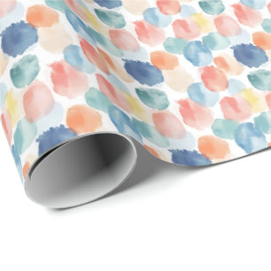 Papel De Presente Manchas de Tinta Arco-íris Boho em Branco