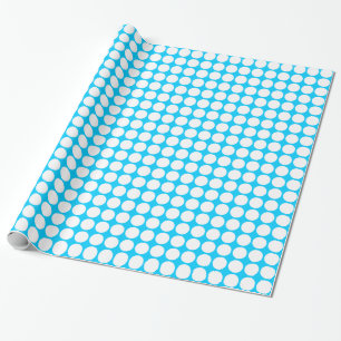 Papel De Presente Manchas do Círculo - Branco no Azul-Céu