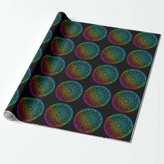 Papel De Presente Mandala de Arco-Íris Preto