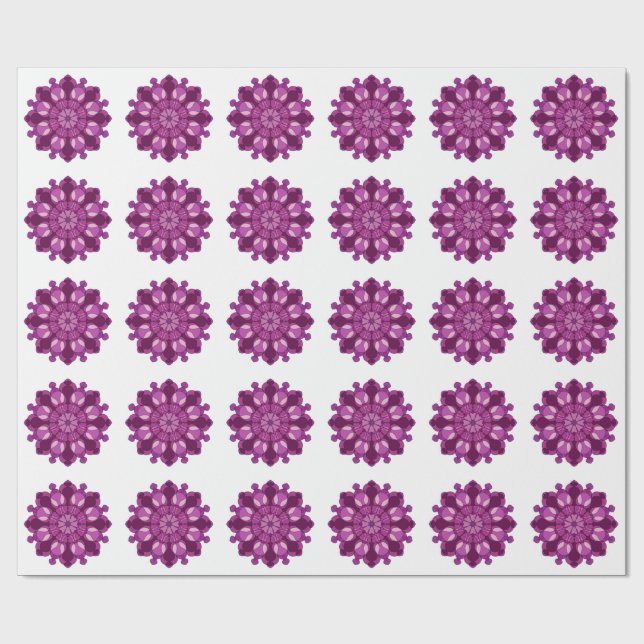 Papel De Presente Mandala de Flor Roxa Real (Aberto)
