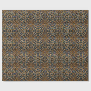 Papel De Presente Mandala de Pedra Azul Rústico Decoração Boho Vin