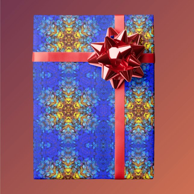 Papel De Presente Mandala digital amarelo e azul (Criador carregado)