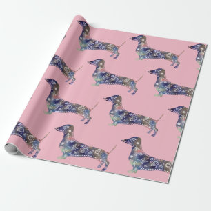 Papel De Presente Mandala Dog, Dachshund Matte Wrapper Paper
