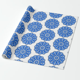 Papel De Presente Mandala em azul