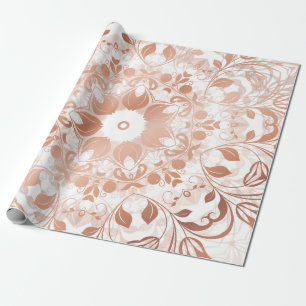 Papel De Presente Mandala floral Dourado cor-de-rosa