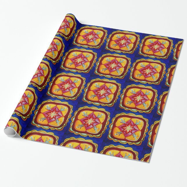 Papel De Presente Mandala Peace Wrapping Paper, 30 em x 6 pés (Desenrolado)