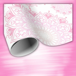 Papel De Presente Mandala rosa bonito em branco  