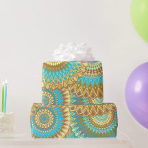 Mandala Sobreposto Azul Marrom Dourado