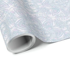 Papel De Presente Mandalas claras azuis, cor-de-rosa e branco