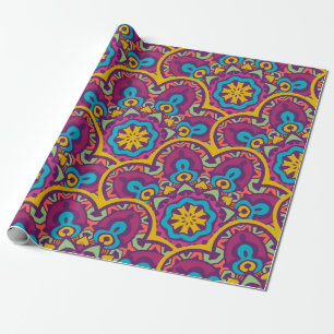 Papel De Presente Mandalas repetidas da etnia índia tribal sem costu