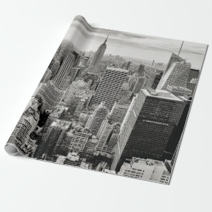 Papel De Presente Manhattan, Nova Iorque (panorama preto e branco)