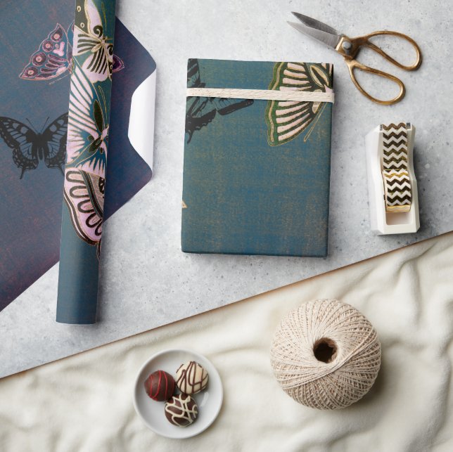 Papel De Presente MANTEIGA DE Papel E AZUL (Artesanato)