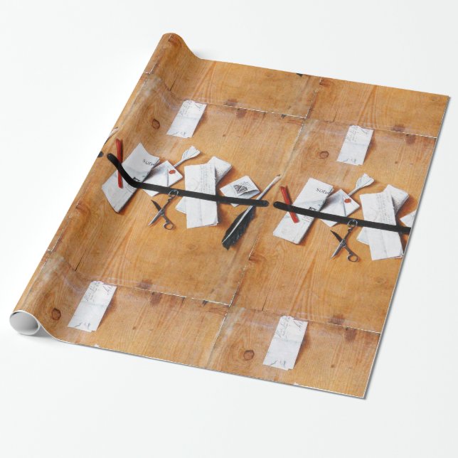 Papel De Presente MANTEIRA EM MADEIRA, Preto castanho, Branco (Desenrolado)