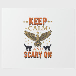 Papel De Presente Mantenha Calmo Terror On Vintage Halloween Design