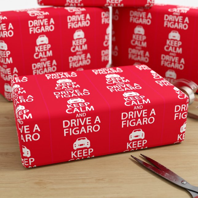 Papel De Presente Mantenha o papel de moldagem Figaro da unidade cal (Keep calm and drive a figaro wrapping paper for all your figgy related gifts)