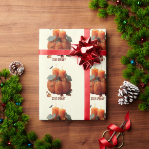 Papel De Presente Mantenha Spooky Pumpkin com Velas