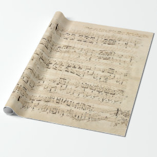 Papel De Presente Manuscrito de Choque Musical em Folha Antiga