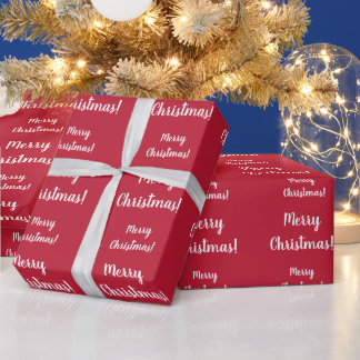 Papel De Presente Manuscrito de Tipografia Vermelha Feliz Natal
