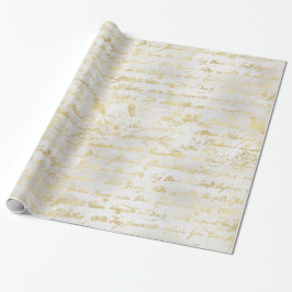 Papel De Presente Manuscrito Dourado de Prata
