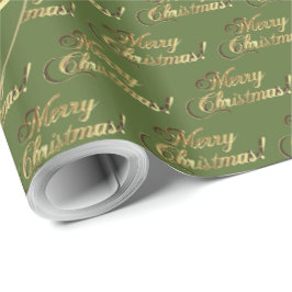 Papel De Presente Manuscrito Dourado Elegante de Natal Feliz