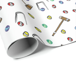 Papel De Presente Mão Colorida Croquet Whimsical Ilustrada Única