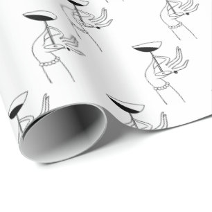 Papel De Presente Mão de Senhora Art Déco Segurando um Copo de Champ