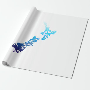 Papel De Presente Maori Nova Zelândia Mapa da Tatuagem Tribal Ideia