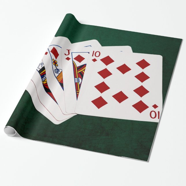 Papel De Presente Mãos-Poker - Royal Flush - Traje de Ouros (Desenrolado)