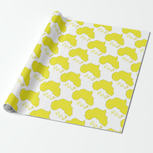 Papel De Presente Mapa Africano Amarelo Funky